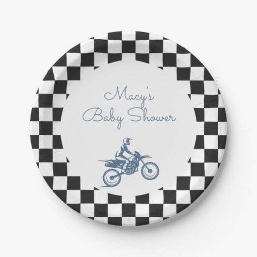 Dirt Bike Baby Shower Pappteller (Vorderseite)