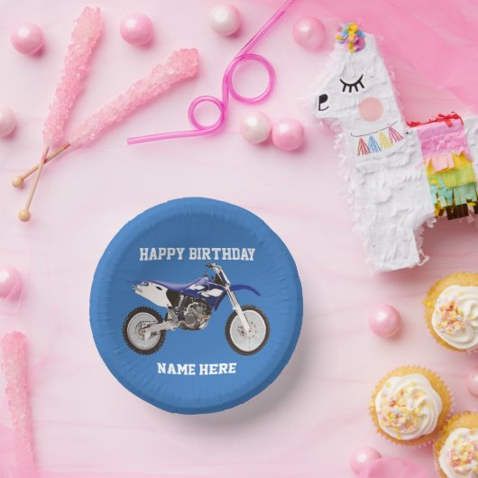 Dirt Bike Blue Birthday Sport Motorrad Party Kinde Pappteller (Party)
