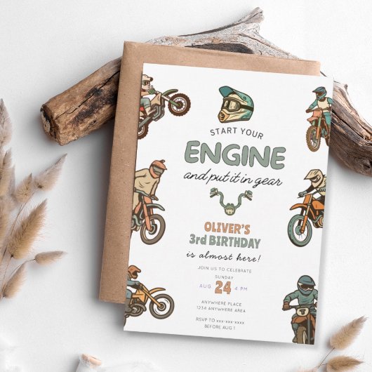 Dirt bike boy 3rd birthday einladung