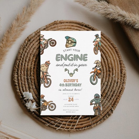 Dirt bike boy 4th birthday einladung