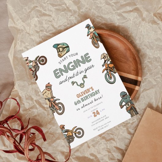 Dirt bike boy 6th birthday einladung