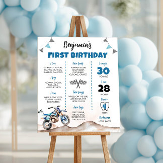 Dirt Bike Boy Birthday Party Milestone Sign Poster