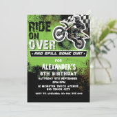 Dirt Bike Boy Green 2. 3. 6. 7. 9. Einladung (Stehend Vorderseite)