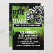 Dirt Bike Boy Green 2. 3. 6. 7. 9. Einladung (Vorne/Hinten)