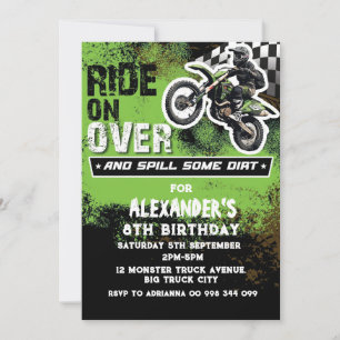 Dirt Bike Boy Grün 2. 3. 4. 6. 7. 8. 9. Einladung