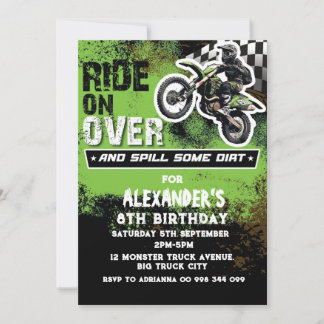Dirt Bike Boy Grün 2. 3. 4. 6. 7. 8. 9. Einladung