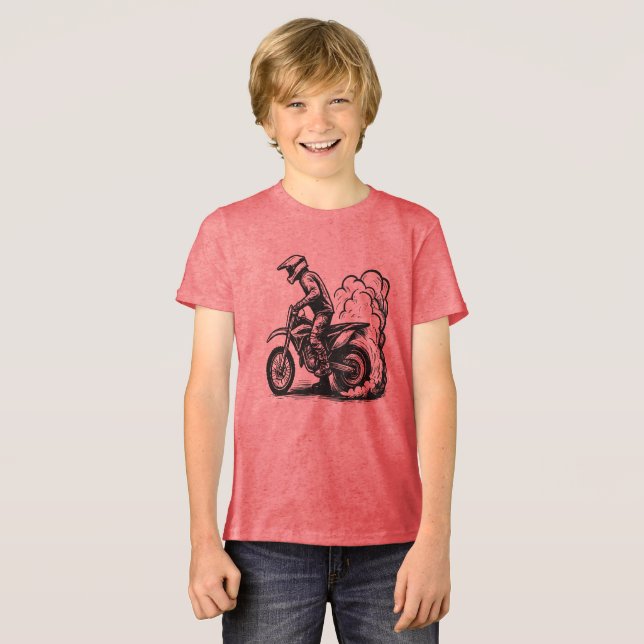 Dirt Bike Burnout Tri-Blend Shirt (Vorderseite voll)
