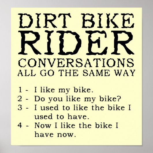 Dirt Bike Conversations Funny Poster Sign (Vorne)