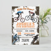Dirt Bike Einladung Geburtstag. Fahrradeinladung (Stehend Vorderseite)