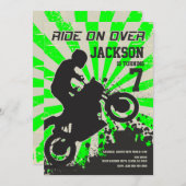 Dirt Bike Einladung Geburtstag / Motocross / Grün (Vorne/Hinten)