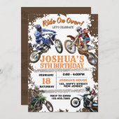 Dirt Bike Einladung Geburtstag. Motorräder laden (Vorne/Hinten)