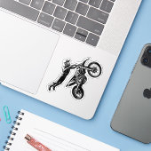 Dirt Bike Fahrer Aufkleber (Laptop mit iPhone)