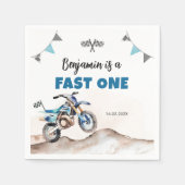 Dirt Bike Fast One Boy Birthday Party Serviette (Vorderseite)