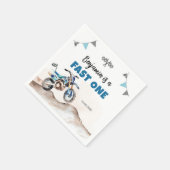 Dirt Bike Fast One Boy Birthday Party Serviette (Ecke)