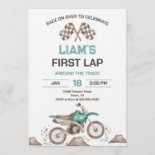 Dirt Bike First Lap Birthday Party Einladung (Vorderseite)
