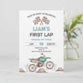 Dirt Bike First Lap Birthday Party Einladung (Stehend Vorderseite)