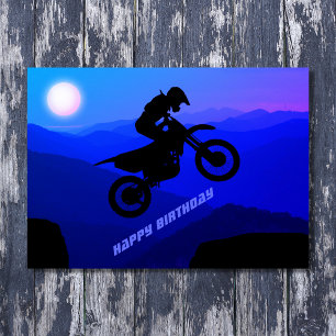 Dirt Bike Full Moon Night Ride Motocross Geburtsta Karte