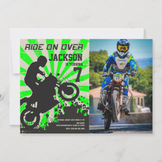 Dirt Bike Geburtstagsfoto-Einladung / Motocross Einladung