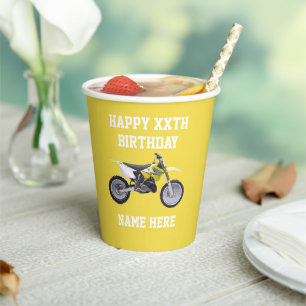 Dirt Bike Gelb Geburtstag Sport Racing Cooles Kind Pappbecher