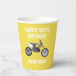 Dirt Bike Gelb Geburtstag Sport Racing Cooles Kind Pappbecher