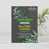 Dirt-Bike-Gelenkgeburt Einladung (Stehend Vorderseite)