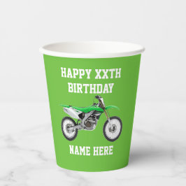 Dirt Bike Green Geburtstag Motor Sport Racing Pappbecher