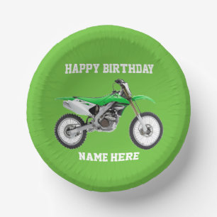 Dirt Bike Green Geburtstag Sport Motorrad Cool Pappteller