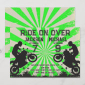 Dirt Bike Joint Birthday Einladung (Vorne/Hinten)