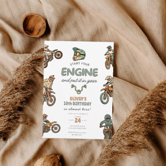 Dirt-Bike-Jungen-Geburtstag jedes Alters Einladung