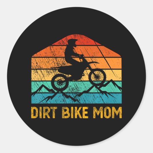 Dirt Bike Mama Motocross Mama Runder Aufkleber (Vorderseite)