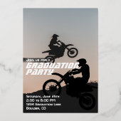 Dirt Bike Motocross 2 Foto Abschluss Rose Gold Folieneinladung (Rückseite)