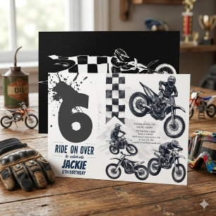 Dirt Bike Motocross 6. Geburtstags Ride On Over Einladung