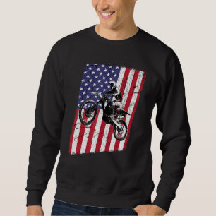 Dirt Bike Motocross & American Flag T-Shirt gestör Sweatshirt
