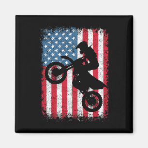 Dirt Bike Motocross Biker American Flag 4. Jul Magnet