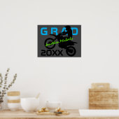 Dirt Bike Motocross Blue Green Grau Abschluss Poster (Küche)