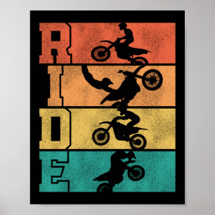 Dirt Bike Motocross Fahrt Vintage Retro Poster