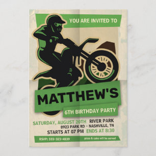 Dirt Bike Motocross Geburtstagsparty Einladung