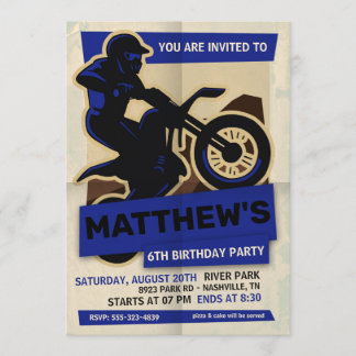 Dirt Bike Motocross Geburtstagsparty Einladung