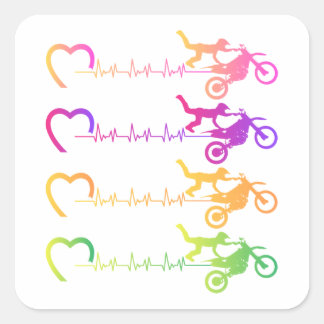 Dirt Bike Motocross Heartbeat Baby Bodysuit Quadratischer Aufkleber