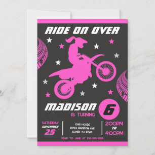 Dirt Bike Motocross Motorbike Mädchen Geburtstag  Einladung
