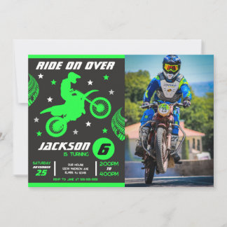 Dirt Bike Motocross Motorrad Jungen Foto Geburtsta Einladung