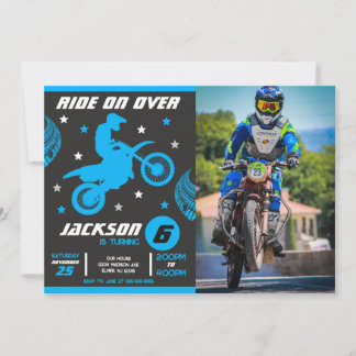 Dirt Bike Motocross Motorrad Jungen Foto Geburtsta Einladung