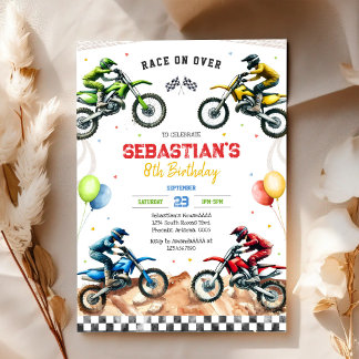 Dirt Bike Motocross Motorrad Rennsport Junge Gebur Einladung