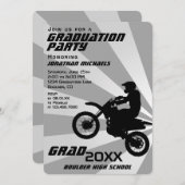 Dirt Bike Motocross Retro Sunburst Abschluss Einladung (Vorne/Hinten)