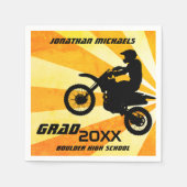 Dirt Bike Motocross Retro Sunburst Abschluss Serviette (Vorderseite)