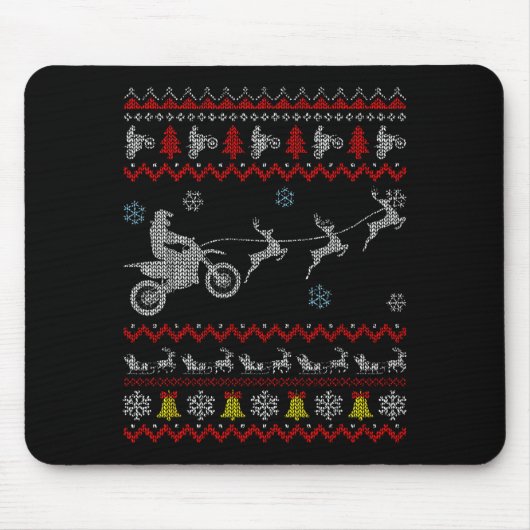 Dirt Bike Motorcycle Pajama Ugly Christmas Biker  Mousepad (Vorne)