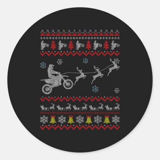 Dirt Bike Motorcycle Pajama Ugly Christmas Biker Runder Aufkleber (Vorderseite)