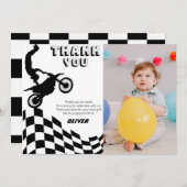 Dirt bike Motorrad Rennfahrer Foto Geburtstag Dankeskarte (Vorne/Hinten)