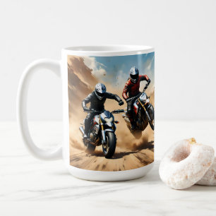 Dirt Bike Motorräder Racing in der Wüste, Kaffeetasse