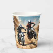 Dirt Bike Motorräder Racing in der Wüste, Pappbecher (Rückseite)